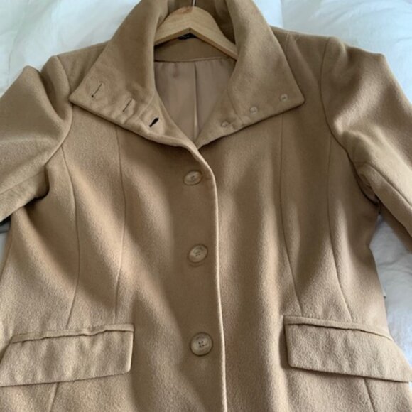 Angora and wool coat, convertible collar, size 12/14 - Picture 3 of 5